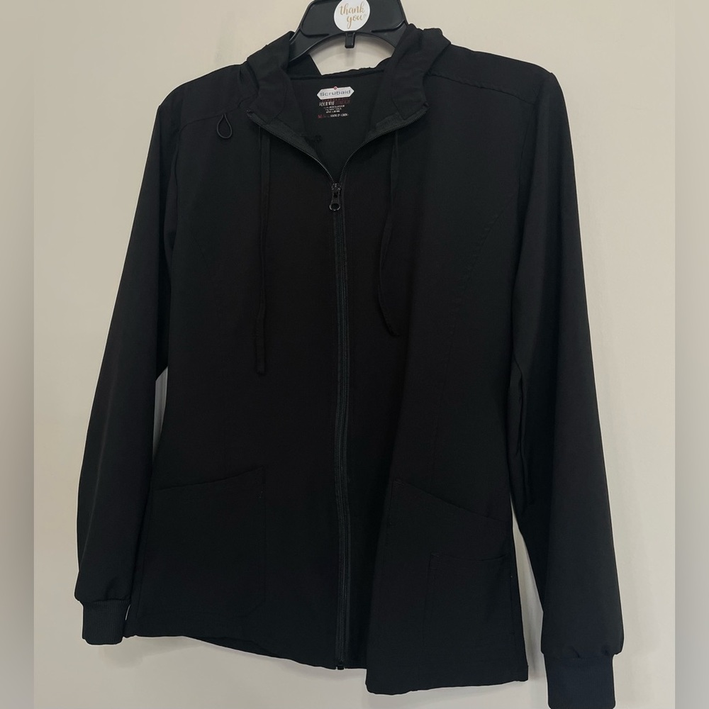 Scrubaid~ Elegant Black Lightweight Scrub‎  Jacket ~ Size M ( 10-12) Tapered Fit